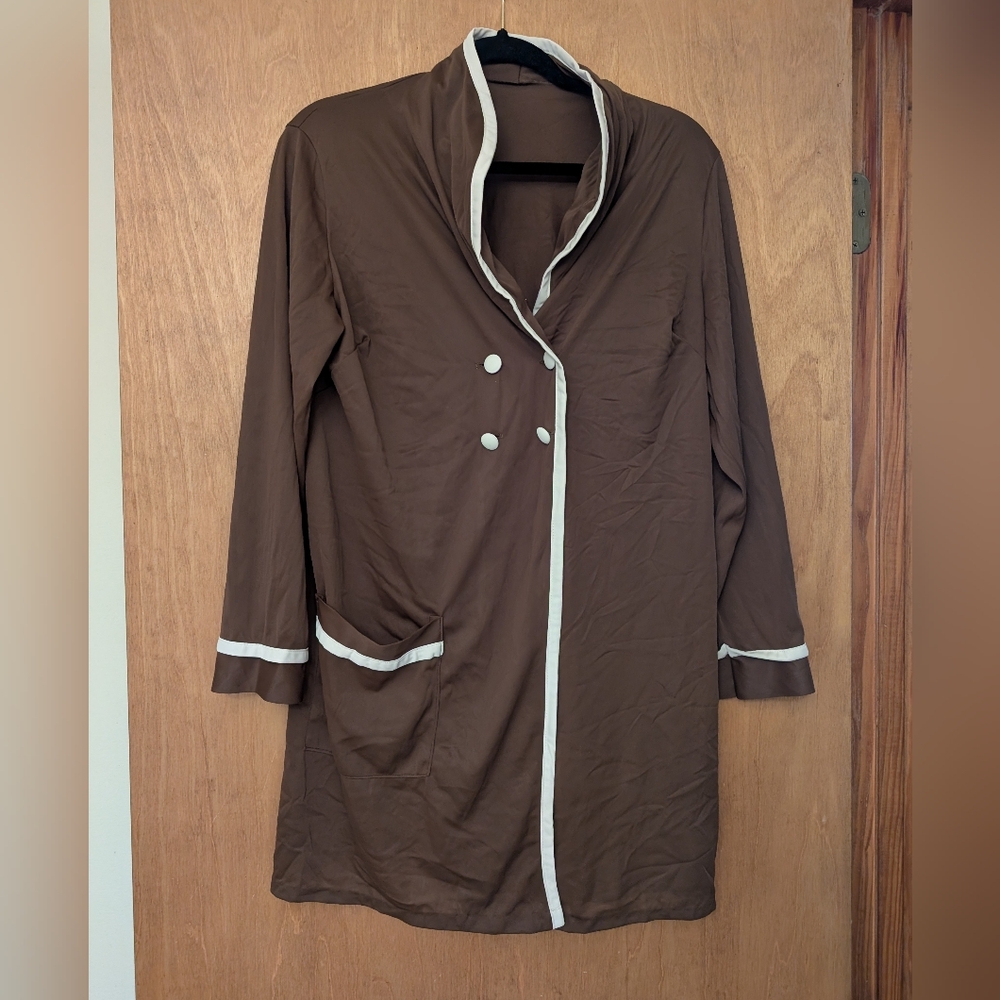 Vintage Robe Dressing Gown House Coat Lounge Loungewear Retro 70s 80s Brown
